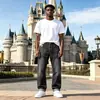 Jeans para hombre de estilo básico versátil, de estilo africano y europeo/americano transfronterizo, jeans negros lavados y desgastados de pierna recta para hombre