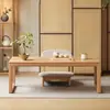 Mesa de Té de Madera Maciza Shunyi Muebles Estilo Zen Chino Nuevo Mesa de Café de Tronco Mesa Kang Tatami Japonés Mesa de Té para Sala de Estar del Hogar