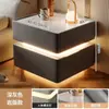 Mesa de Cabeceira de Indução com Luz Ambiente, Carregamento Sem Fio, Armário de Cabeceira com Alto-falante Bluetooth, Toque de Luxo Leve e High-End, Carregamento Sem Fio