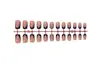 Uñas Portátiles Europeas y Americanas de Venta Caliente Transfronteriza con Impresión de Logo, Pedrería de Colores Estilo Francés, Uñas Cortas Cuadradas de Presionar, Uñas Postizas Terminadas