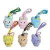 Llavero de peluche suave y lindo de conejo y oso, adorable colgante de animal con gafas, cordón tejido colorido, decoración para mochila