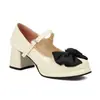 Elegantes Sapatos Mary Jane de Couro Patente para Comércio Exterior Sapatos de Tamanho Grande Salto Médio Grosso Sapatos Femininos 43ª Geração Cabelo 32-redondo Sapatos