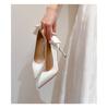 Sapatos de Cetim e Sedas Francesas Estilo Novo 2025 para Madrinhas, Sapatos de Casamento Brancos para Uso Diário, Saltos Agulha Nupciais
