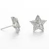 Brincos de Estrela de Cinco Pontas Totalmente Cravejados de Novo Estilo Transfronteiriços para Mulheres, Estilo Clássico Europeu e Americano, Moda de Personalidade de Nicho Brincos com Texto de Saturno