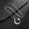Amazon temu joyería nueva joyería europea y americana collar de acero inoxidable bañado en oro luna cadena para suéter luna estrella