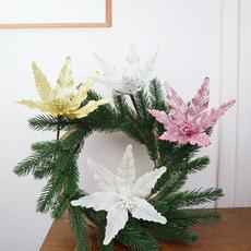 Simulação glitter pano flores de Natal decoração para casa adereços de casamento arranjo de Natal simulação de tiro adereços de flores atacado
