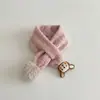 Cachecol Infantil Qiunan Estação Outono e Inverno Desenho Animado Pom-pom Cruzado Aquecedor de Pescoço Meninos Meninas Quente Proteção Contra Frio Cachecol de Tricô