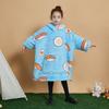 Sudadera con capucha para niños Amazon gris claro con estampado de gato, doble capa, forro polar, talla grande, ropa exterior, manga larga, manta perezosa para el pelo