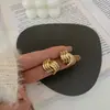 Pendientes Transfronterizos Europeos y Americanos Moda Anillo de Tubo de Hierro Cruzado Estilo Frío Doble Anillo Pendientes para Mujer de Comercio Exterior en Stock