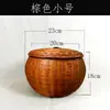 Cesta de calabaza tejida de bambú con tapa, cesta pequeña de almacenamiento con tapa, cesta de bambú hecha de bambú de primera calidad, fabricante de Guangxi