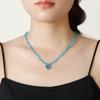 Joyería transfronteriza europea y americana de moda de alta gama con colgante de amor de nicho, cadena de clavícula con cuentas de vidrio, collar de cuentas hecho a mano.