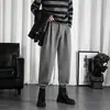 Calça de terno masculina para primavera e outono, calça simples de caimento solto slim fit, calça casual masculina da moda estilo coreano, perna reta, perna larga