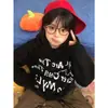 Outono e Inverno Estilo Preguiçoso Distintivo Roupas de Rua com Capuz Moletom Hoodie Moletom Roupas Femininas Estampado Emagrecedor Manga Longa