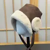 Sombrero Lei Feng de Ante y Terciopelo Otoño e Invierno para Mujer con Cordones para Ciclismo Suéter Sombrero Engrosado Más Terciopelo Protección contra el Frío a Prueba de Viento Orejeras Calientes