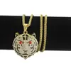 Nuevo collar moda europea y americana completo de diamantes hip-hop cabeza de tigre collar de moda para hombre aleación collar fabricantes venta al por mayor