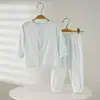 Traje de verano de modal dividido para bebé, con broches, para niño y niña, ropa para aire acondicionado, ropa base, pijamas para recién nacido