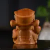 Talla en Madera de Tuya Dios de la Riqueza de Cinco Vías Decoración para el Hogar Madera Maciza Fuentes Financieras Artesanías Creativas de Escritorio para Sala de Estar Madera para Coche
