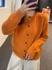 Cárdigan de Punto Calado con Cuello Redondo para Mujer 2026 Otoño Invierno Nuevo Holgado Adelgazante Suave Todo Lana Abrigo Suéter Top