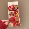 Presilha de Cabelo Vermelha de Pelúcia Festiva de Ano Novo para Meninas, Acessório de Cabelo Doce e Sofisticado para Franja e Cabelo Lateral
