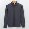 Moletom lulu de alta qualidade manga longa brocado escovado amônia camiseta masculina quente alta elasticidade esportivo meio zíper suéter masculino