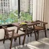 Conjunto de Mesa e Cadeiras para Varanda Três Peças Combinação Mesa de Chá Uma Mesa Duas Cadeiras Estilo Nórdico Madeira Maciça Doméstico Pequeno Apartamento Simples Cor de Madeira