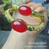 Pulseira Feminina com Chalcedônia Inlaid de Fornecimento ao Vivo, Joia de Jade com Artesanato Oco Vintage de Luxo Leve