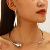 Pulseira de Metal Geométrico Brilhante de Abertura de Mola Estilosa Transfronteiriça Europeia e Americana Gargantilha Choker Punk Simples Feminina