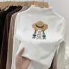 Camiseta de Manga Larga de Cuello Alto para Niña Estilosa Ropa de Otoño/Invierno Infantil De Rong Capa Base Cálida Top Versátil con Volantes