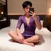 Lobe Lencería Sexy, Uniforme de Secretaria Sexy, Body de Encaje Atractivo con Escote en V Profundo, Deseo Puro, Atuendo Ajustado Apasionado para Hombre de Tallas Grandes