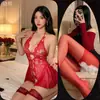 Lencería sexy, body de encaje seductor con espalda descubierta, cordones y abertura en la entrepierna, conjunto de pijama uniforme para mujer, disponible para dropshipping
