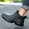Botas de lluvia cortas para hombre, antideslizantes, impermeables, resistentes al desgaste, zapatos de goma de seguridad de corte bajo para trabajo, adecuados para cocina y lavado de autos