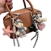 Falda Original de Tela a Cuadros con Colgante de Oso Lazo Oso Estrella Llavero Lindo Colgante para Bolso Coche
