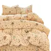 Crema de Invierno Estilo Retro Manta de Terciopelo de Leche Juego de Cuatro Piezas Coral Fresco Terciopelo Sábana de Franela Funda de Edredón
