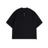 FEE Camiseta de Manga Corta Casual Retro Japonés Combinable para Hombre Verano Cuello Henley Camiseta Básica Color Sólido DX7059