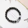 Pulsera de Ojo de Gato de Obsidiana Plateada Natural Moda Sensación de Alta Gama Magnética Pata de Gato Pulsera de Nicho Adorno para la Mano Venta al por Mayor