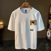 Camiseta de manga corta estilo americano con bolsillo de parche de Sorona para hombre, en stock, ajuste holgado de verano, cuello redondo, manga media