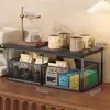 Suporte para lanche, sachê de chá, café e copo de água, prateleira de armazenamento para cafeteira de mesa, organizador de bancada de mesa de jantar, prateleira de armazenamento tipo gaveta