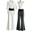 Pantalones acampanados de lunares para mujer, nuevo estilo coreano de otoño e invierno, holgados y fluidos, con detalle de cinturilla, efecto adelgazante y diseño bordado de pierna ancha