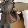 Bolsa de Veludo Grande Capacidade para Trabalho Feminino, Estilo Outono Preguiçoso Retrô Moda Nova Ombro Único Estilo Coreano 2026 Bolsa Tote de Veludo