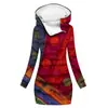 [Procesamiento Personalizado] Gabardina Gruesa de Invierno con Capucha Estilo Europeo y Americano, Impresión Digital 3D para Mujer, Longitud Media