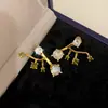 Aretes de Zirconia Super Brillantes Estilo Francés Rama Gipsofila Aretes Retro Estilo Bosque Accesorios de Aretes de Lujo Ligero Gama Alta Venta al por Mayor