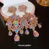 Pendientes de botón con colgante de flor de diamante incrustado de aguja plateada en forma de gota de agua, pendientes de lujo ligero de alta gama, pendientes versátiles de industria pesada europea y americana para mujer