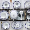 Jingdezhen plato cuenco de porcelana azul y blanco plato decoración de mesa juego de vajilla vintage vajilla antigua imitación pintado a mano cuenco plato juego estilo chino