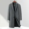 Casaco Longo de Lã Masculino Laishibo para Homens de Meia-Idade e Jovens, Novo Estilo Outono/Inverno, Acolchoado com Algodão e Espessado, Peça de Lã Slim Fit