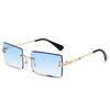 24 nuevas gafas de sol sin marco para mujer, cuadradas, estilo océano, tendencia transfronteriza, gafas con degradado para fotografía callejera.