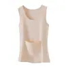 Chaleco Cálido con Doble Bolsillo para Mujer Otoño Invierno Polar Sin Costuras de Tirantes Forro Polar Engrosado Protección contra el Frío Capa Interior Capa Base Talla Grande Top