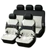 Fabricante directo de fundas para asientos de coche de cuero PU con relieve de rombos y rayas horizontales de tela 3D, las más vendidas en Amazon y temuTK