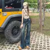 Jeans de Cintura Alta Vintage Ins Pierna Ancha Ajustados para Mujer 2023 Nuevos Estilo Americano Chica Popular Ajustados Ajustados Pantalones Acampanados