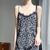 Estilo Europeo y Americano 2026 Verano Nueva Ropa de Mujer Vestido Largo por Encima de la Rodilla Estampado de Leopardo con Adorno de Encaje sin Mangas Vestido de Tirantes