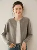 Outono e inverno novo gola redonda cashmere cardigan feminino cor sólida solto fino jaqueta zíper suéter estilo ocidental top